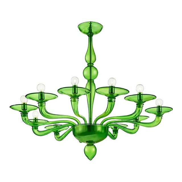 Italian Green Murano Style Glass Chandelier by Simoeng For Sale - Image 7 of 7