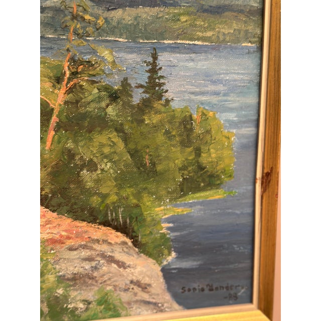Mid-Century Modern Sonia Yander, Landscape, 1983, Oil Painting on Canvas, Framed For Sale - Image 3 of 18