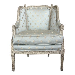 Late 19th Century Louis XVI Carved Bergere Chair For Sale