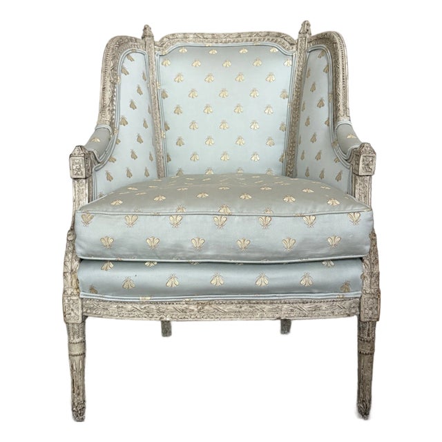 Late 19th Century Louis XVI Carved Bergere Chair For Sale