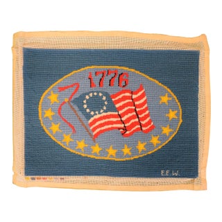 Hand Needlepoint 1776 Bicentennial 13 Star Us Flag For Sale
