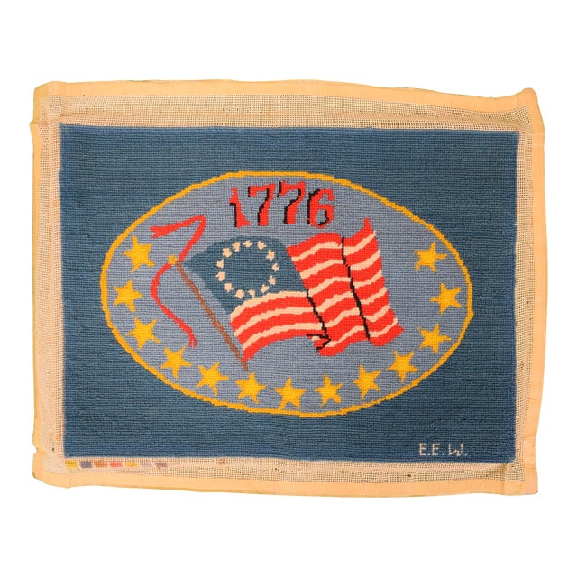 Hand Needlepoint 1776 Bicentennial 13 Star Us Flag For Sale