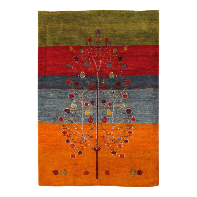 Vintage Hand-Knotted Persian Gabbeh Rug 5'4" X 7'10" For Sale