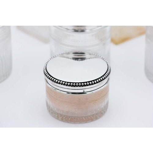 Toiletry Set in Silver and Cut Glass with Fluting at the Top, Set of 12 For Sale - Image 3 of 8