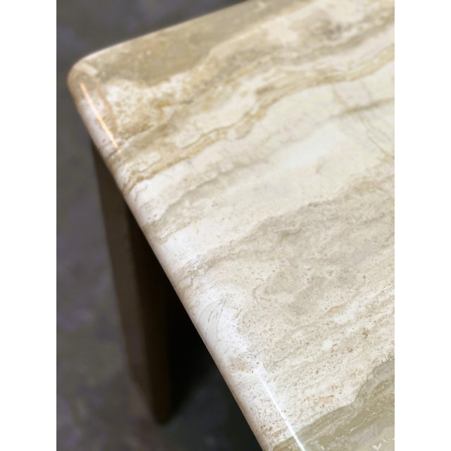 Travertine Coffee Table with Sculptural Top and Oak Base, 1970s For Sale - Image 10 of 15