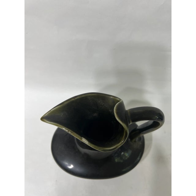 Early 20th Century Vintage J. S. T. & Co. Keene n.h. Hampshire Pottery Green/Blue Mottles Ewer For Sale - Image 4 of 12