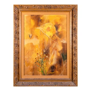 William Benecke Girl Signed Oil Painting on Canvas Art Nouveau Inspired Portrait For Sale