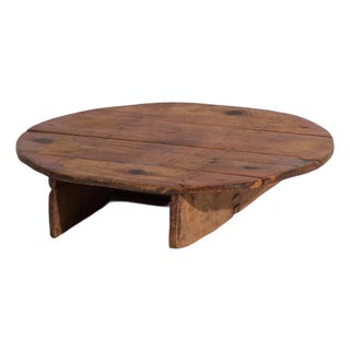 Antique Low Round Table in Pine Wood, Poland, 1940 For Sale