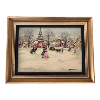 Winter Scene Painting 14x18 Frame Size Signed For Sale