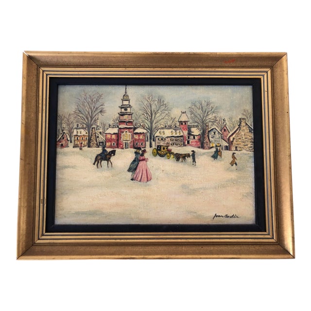 Winter Scene Painting 14x18 Frame Size Signed For Sale