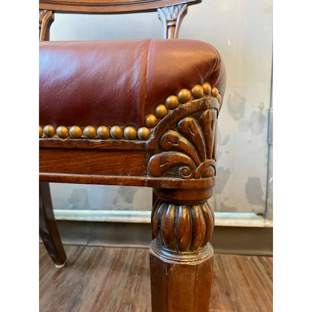 Burgundy Early 19th Century Regency Red Leather and Mahogany Side Chairs, Set of Three For Sale - Image 8 of 9
