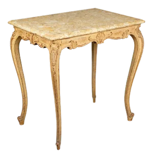 1920s French Louis XV Style Marble Top Table
