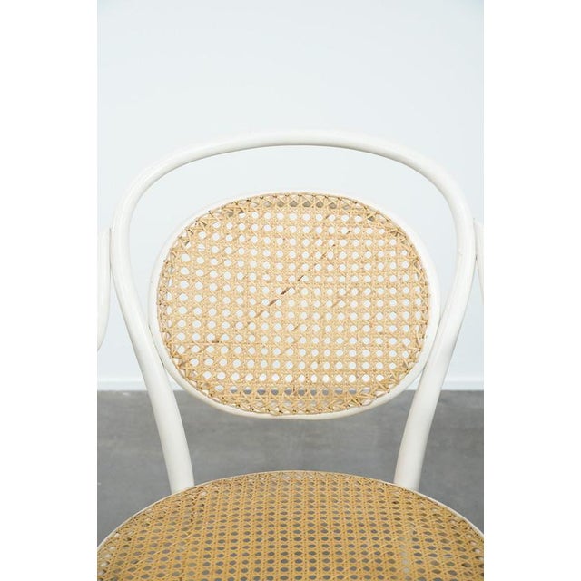 Vintage White Curved Wood Bistro Arcmhair For Sale - Image 10 of 18