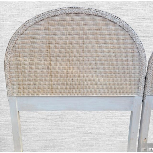 A wonderful solid wood and white washed wicker oval or arched twin size headboards. The headboards are very solid and...