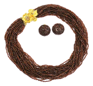 Vintage Bronze Seed Bead Multi-Strand Necklace 1950s