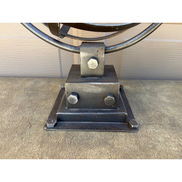Silver Brutalist Style Iron Garden Armillary Sundial, Usa, 20th Century For Sale - Image 8 of 12