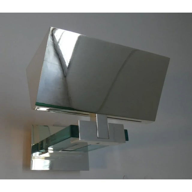 Chrome Steel and Glass Wall Lights by Martini for Fratelli Martin, Italy, 1970s, Set of 4 For Sale - Image 6 of 10