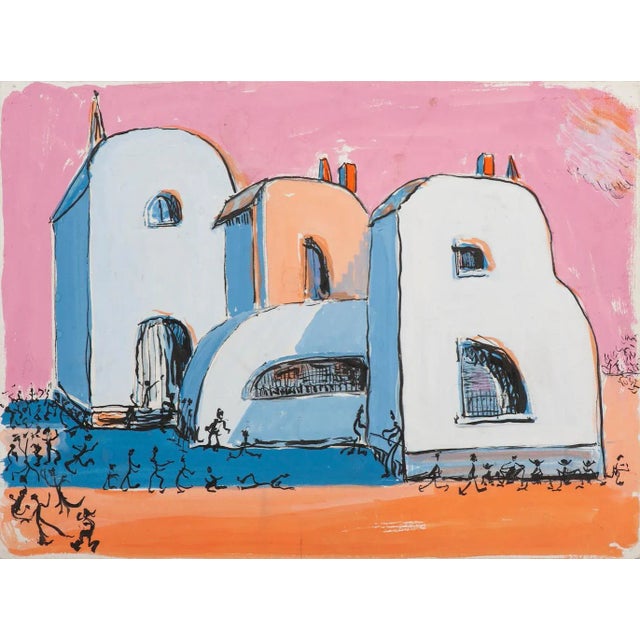 Invented Houses is an original painting in tempera on paper realized in 1960 ca. by an Anonymous artist of the 20th...