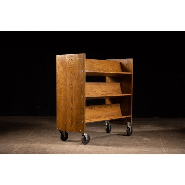 1950s Vintage Wooden Library Cart Chairish