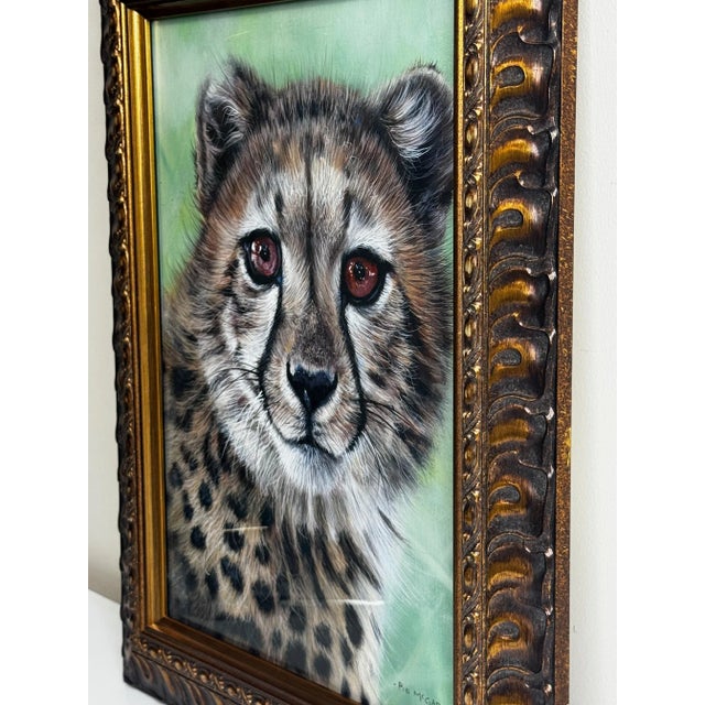 2020s Cheetah Cub Oil Portrait on Canvas Signed by Pip McGarry – Framed British Wildlife Portrait Art For Sale - Image 5 of 12