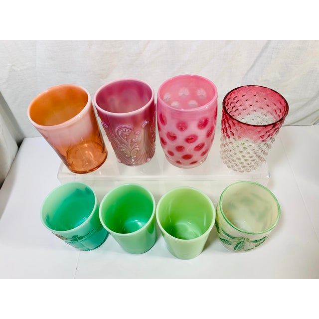 Rare Antique Circa 1930s Art Glass Tumblers Set of 8 For Sale - Image 4 of 11