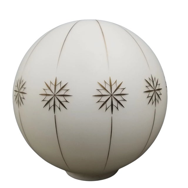 L&l Loevsky Halcolite Round Globe Glass Shade Ceiling Light Fixture White Gold Design For Sale - Image 4 of 12