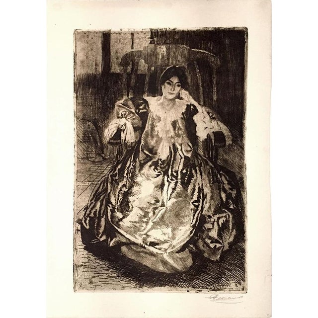 Beautiful print in black bister on verge, in excellent conditions, signed by the artist in pencil. Three very small traces...