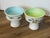 Vintage Set of Made in Japan Ceramic Pedestaled Floral Small Bowls