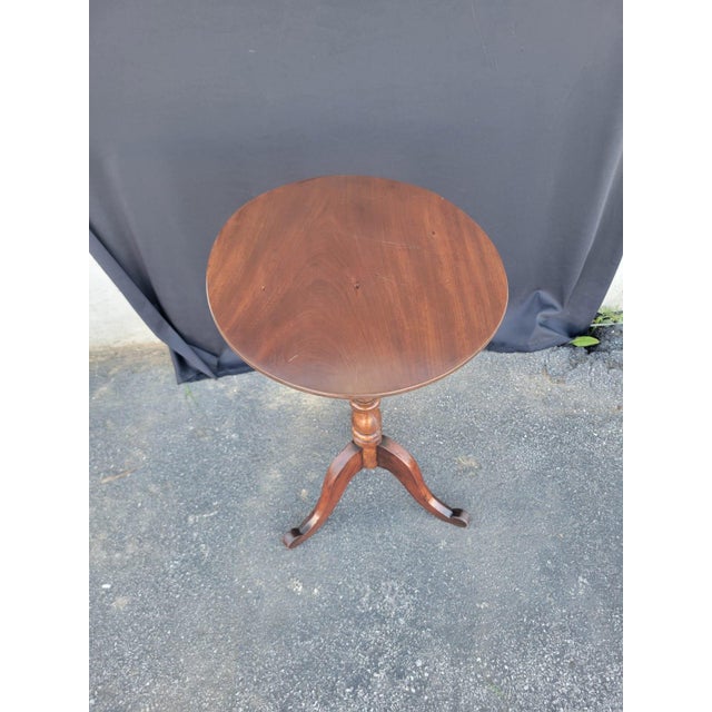 19th Century American Cherry Candle Stand Table Refurbished For Sale - Image 13 of 18