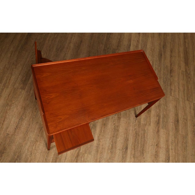 Danish Modern Teak Executive Writing Desk For Sale - Image 9 of 18