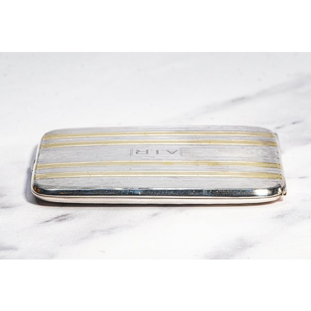 Lux Hammered Antique Art Deco 14k Gold Sterling Silver Card Cigarette Case For Sale - Image 14 of 15