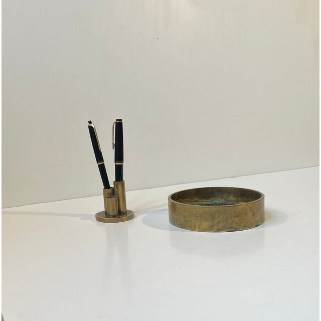 1960s Mid-Century Natural Stone and Brass Pen Holder with Ashtray by Saulo Norway, 1960s, Set of 2 For Sale - Image 5 of 10