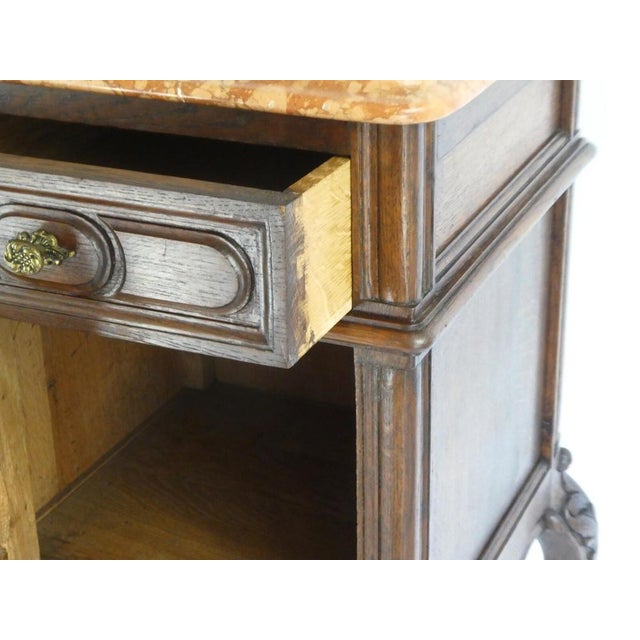 Antique French Louis XV Wooden Side Table with Marble For Sale - Image 9 of 11