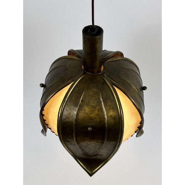 Mid-Century Modern Hand-Made Brass Tulip Pendant Lamp from Rustika Lux, Austria, 1960s For Sale - Image 9 of 18