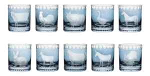 ARTEL Staro Barnyard Collection Double Old Fashioned Glasses in Slate - Set of 10