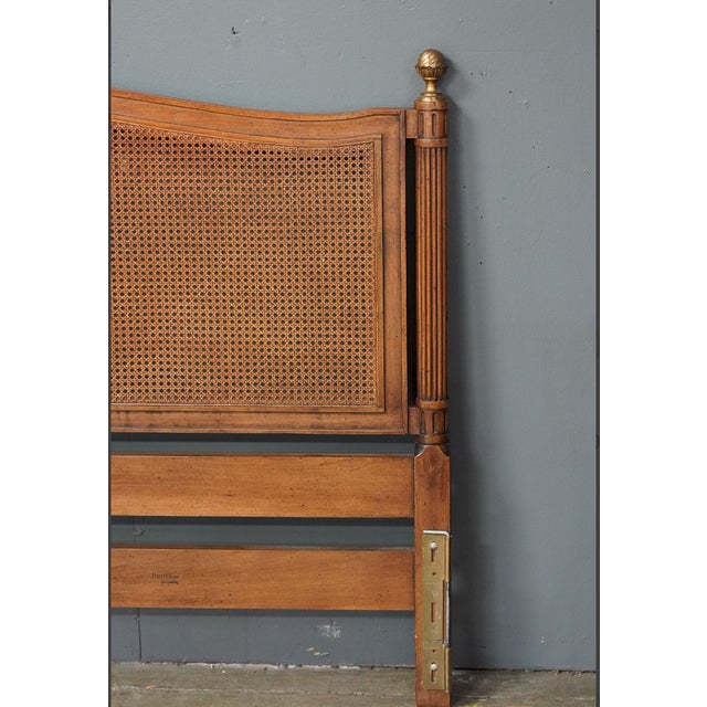 Henredon Henredon French Provincial Cane King Headboard – Louis XVI Style Walnut, Mid 20th Century American Fine Furniture For Sale - Image 4 of 8