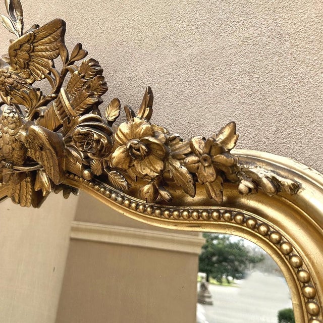 Grand 19th Century French Louis XVI Gilded Mirror For Sale - Image 13 of 17