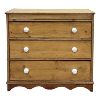 Antique English Pine Three Drawer Chest For Sale