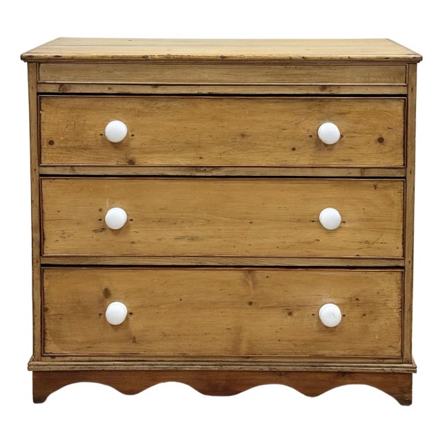 Antique English Pine Three Drawer Chest For Sale