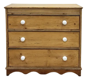Antique English Pine Three Drawer Chest of Drawers