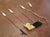 Mid-Century French Brass and Marble Five-Piece Fireplace Tool Set With Stand For Sale - Image 4 of 10