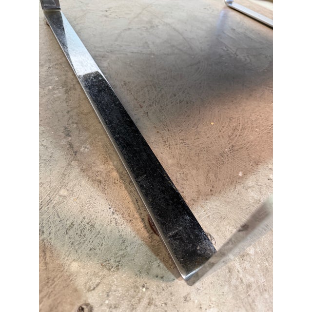 1970s Mid Century Chrome Flat Bar Tufted Chair For Sale - Image 12 of 12