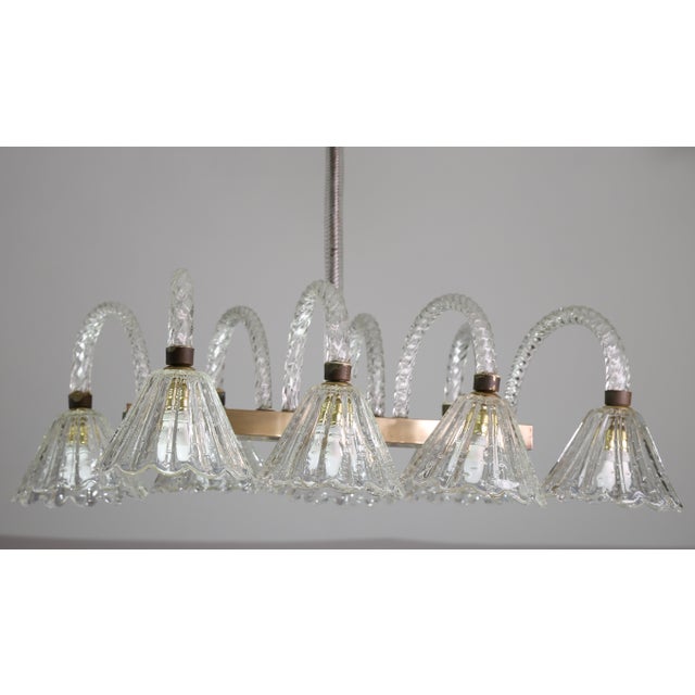 1940sMuseal 8 Light Art Decò Barovier E Toso Chandelier, Murano "Bubble" Glass For Sale - Image 14 of 14