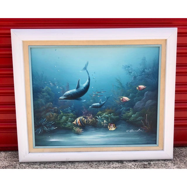 White Charles Benolt Marine Life Tropical Ocean Framed Oil Painting For Sale - Image 8 of 8