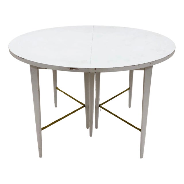 Paul McCobb Directional Dining Table with Brass Stretchers by Calvin For Sale