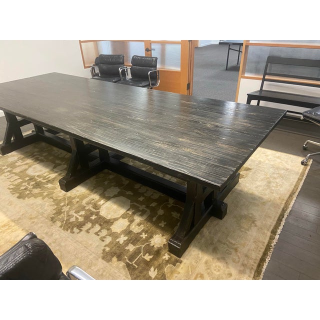 Pottery Barn Handcrafted Farmhouse Wooden Conference Room Table For Sale - Image 4 of 6