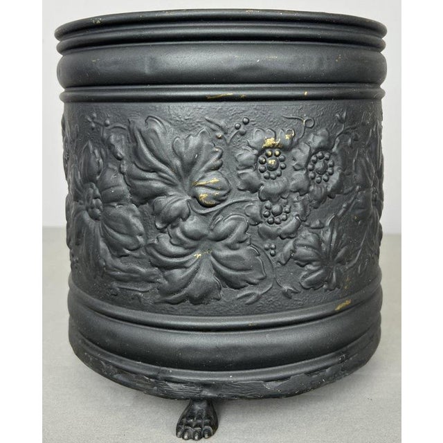Vintage French Floral Painted Brass Jardiniere For Sale - Image 4 of 18
