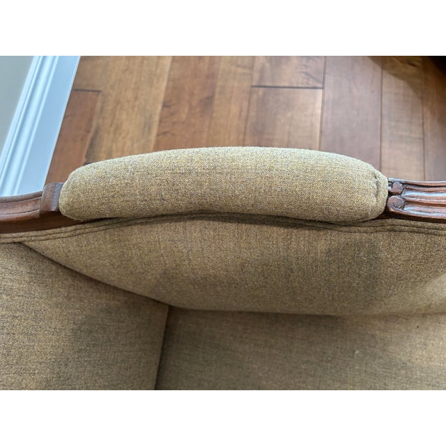 2000 - 2009 Heather Green Wool Bergere Chairs, a Pair For Sale - Image 5 of 10