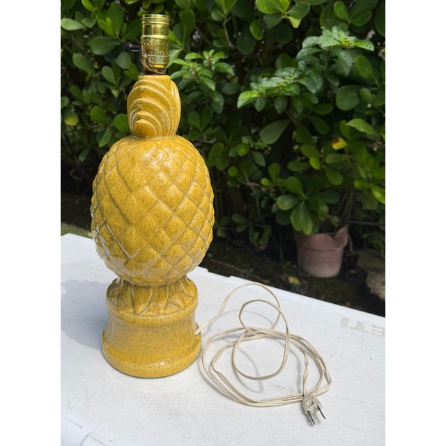 Vintage Glazed Ceramic Pineapple Form Table Lamp For Sale In Naples, FL - Image 6 of 12