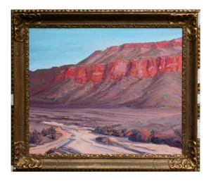 Contemporary Desert Bluff Landscape Oil Painting by Mike Wright, Framed